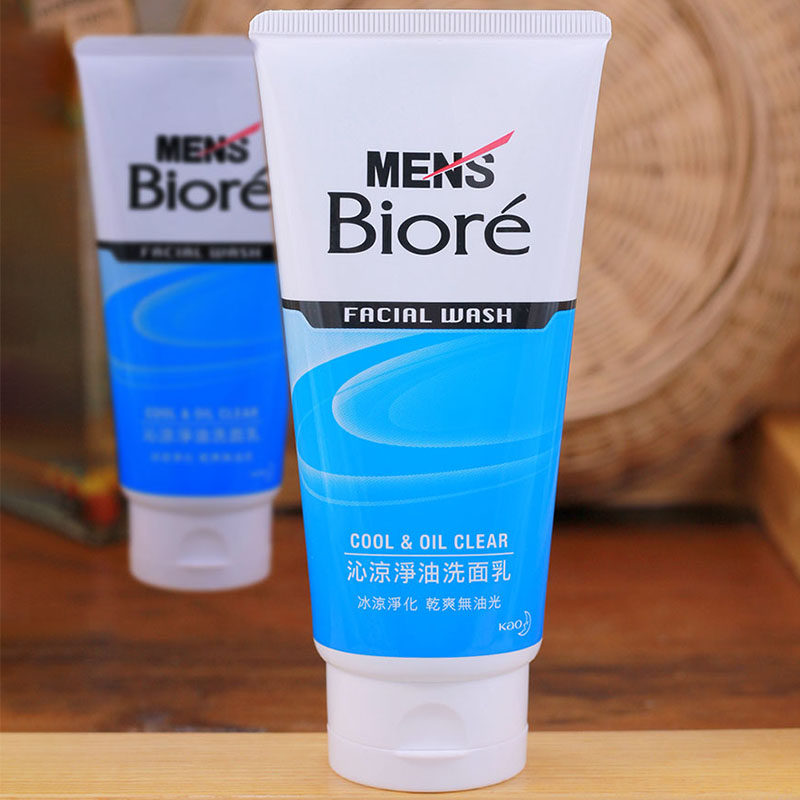 biore碧柔男士沁凉净油洗面乳洁面膏100g薄荷干爽无油光净油进口