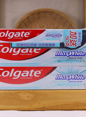 Colgate高露洁牙膏160g含氟纯净美白小梳打茉莉白茶清香进口港版