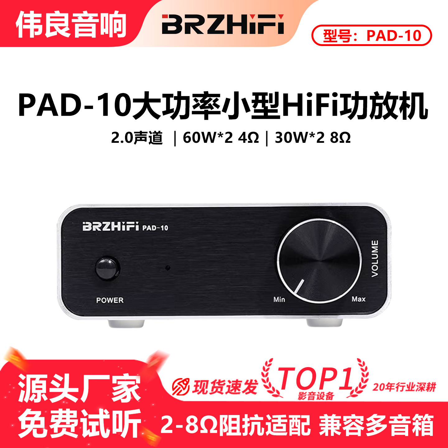 伟良音响 PAD-10大功率家用数字功放机hifi发烧级桌面小型纯后级