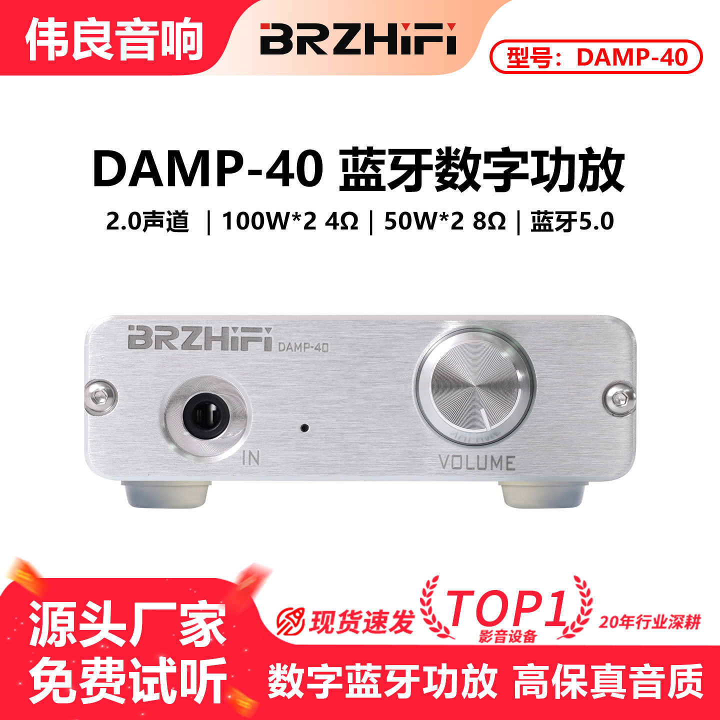 BRZHIFI 钛金DAMP-40 双核100W+100W 2.