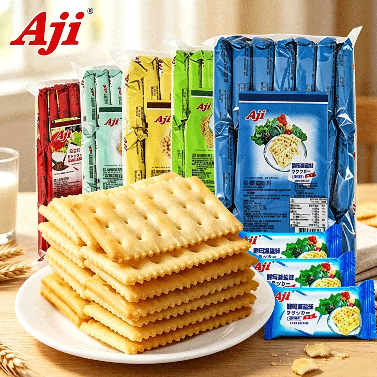 aji苏打饼干 奶盐纳豆酵母减盐味梳打饼五谷咸味代餐办公室零食品