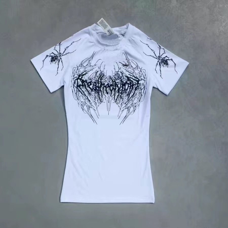 thumbnail for American street hot gothic style, unisex tight, high-stretch fitness exercise, quick-drying, breathable T-shirt, short-sleeved tide
