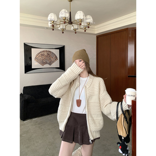 实拍实价 秋冬韩版慵懒宽松加厚毛衣双拉链麻花针织开衫长袖外套