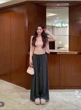 白水女 吊带开衫休闲裤三件套初秋显瘦套装B50853283 B50853284