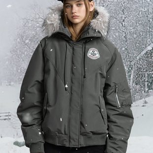 黄子弘凡同款NICEBAD原WORKSOUT连帽毛领派克羽绒棉服复古保暖