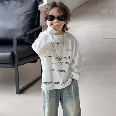 儿童圆领韩版休闲长袖印字母T恤