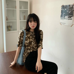 Real price real shot summer new product Korean loose and versatile thin tie dyed round neck Pullover short sleeve T-shirt