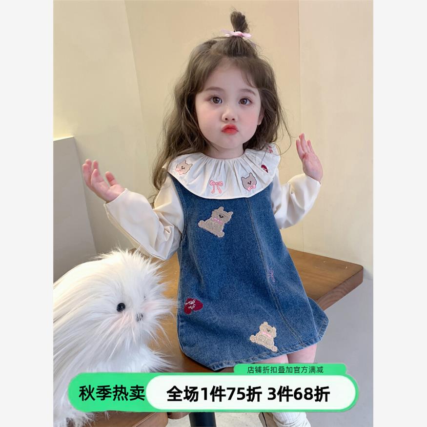 Annakids韩国潮牌童装女孩儿春秋季牛仔裙子2025夏新款连衣裙套装