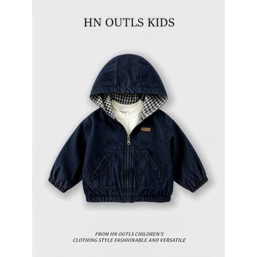 HNOUTLS儿童牛仔格子外