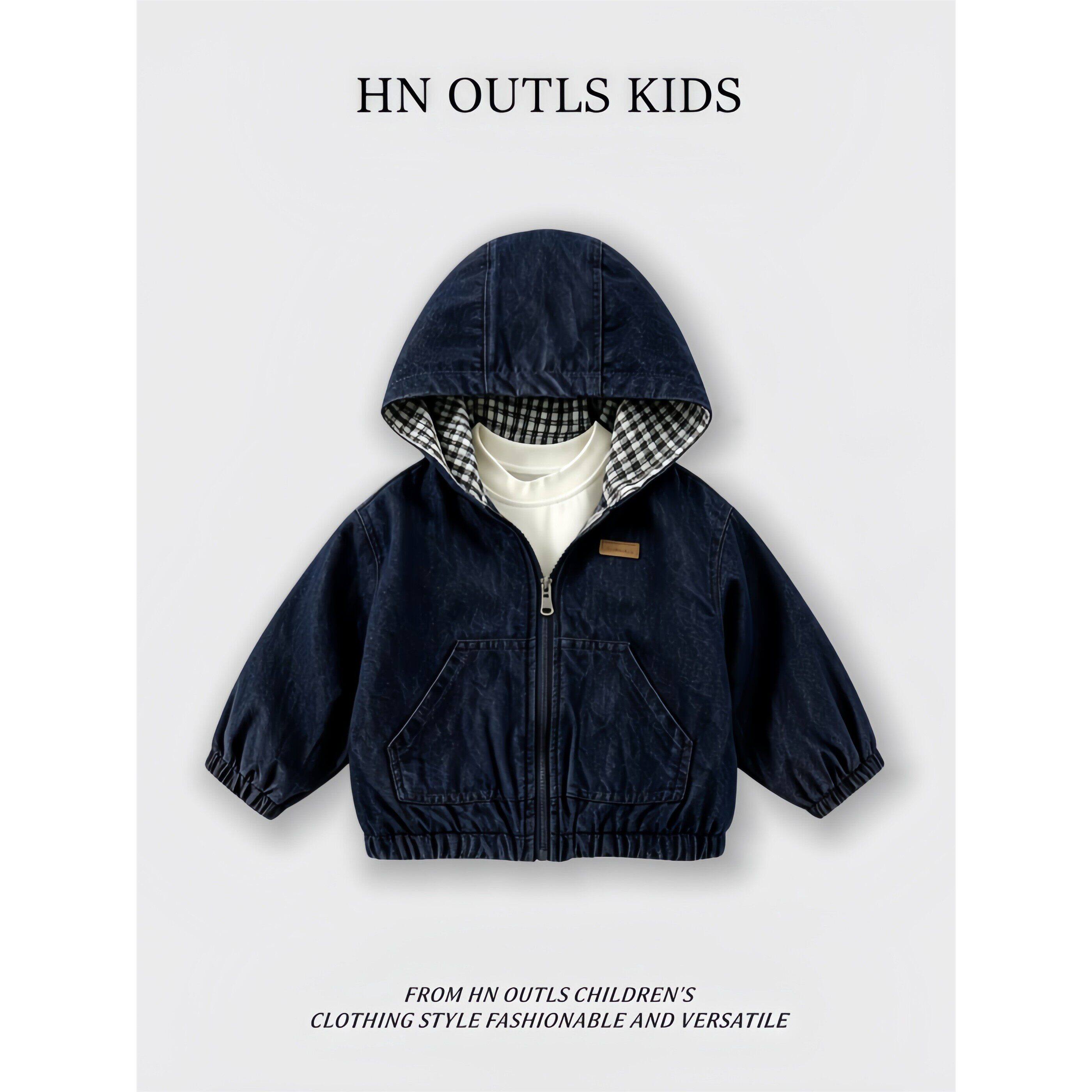 HNOUTLS儿童牛仔格子外