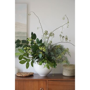 鲜花混搭花束插花鲜花束绿果茶花叶山归来组合花艺陶瓷花瓶插花材
