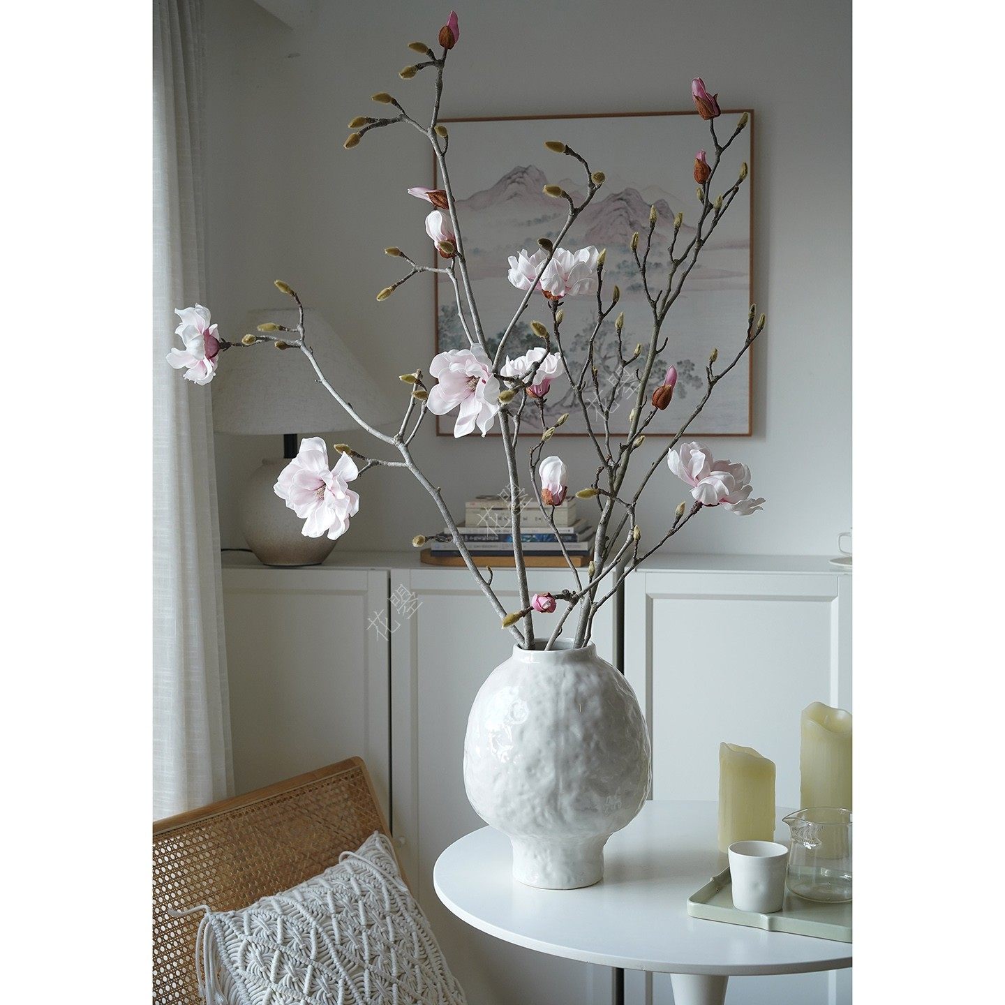 玉兰花玉兰枝粉色玉兰花白玉兰花瓶插花餐厅书桌玄关岛台插花干花,鲜花速递/花卉仿真/绿植园艺,花材,淘宝优惠券,粉丝福利购,淘宝优惠卷
