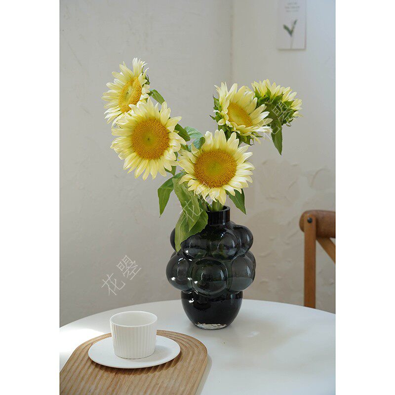 花曌 新鲜采摘柠檬黄奶油向日葵鲜花水养家居办公室瓶插花真花