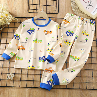 儿童秋衣秋裤 纯棉男童女童保暖内衣宝宝小男孩全棉春秋冬睡衣 套装