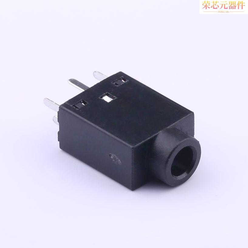 PJ-3583-B「3.5mm耳机座 黑色/立式/不带开关/正功能」