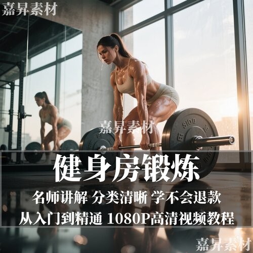 健身视频教程男女士全套教学入门私教课程高清健美健身房器材使用