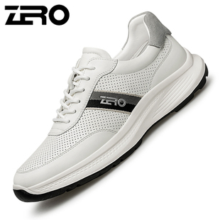 意大利零度2025夏季新款冲孔透气轻便舒适防滑真皮运动休闲鞋男鞋