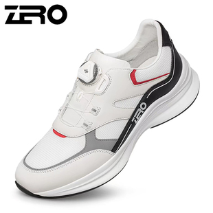 意大利零度透气运动休闲鞋旋转扣男鞋真皮网面拼接透气旅游鞋潮