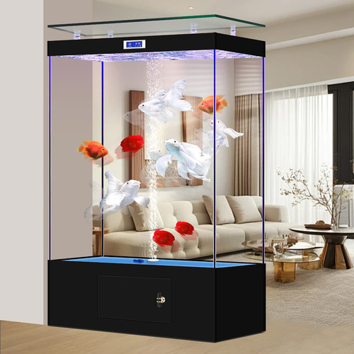 2025新款方形鱼缸超白玻璃缸底出氧无管件客厅家用中型屏风水族箱