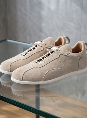 休闲运动鞋男士2026外贸真皮套脚平底透气德训鞋青年复古潮流板鞋