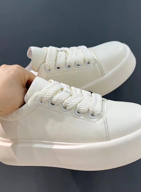 欧洲站潮牌小白鞋厚底增高面包鞋真皮休闲鞋头层牛皮男士增高板鞋