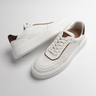 真皮厚底增高运动休闲鞋男士软底白色板鞋牛皮透气轻便舒适小白鞋
