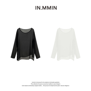 INMMIN 乔其纱设计感宽松慵懒风斜边防晒罩衫-tx2013