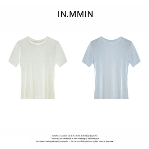 IN.MMIN06夏季轻薄亲肤莱赛尔天丝羊毛圆领T恤上衣-tx2030