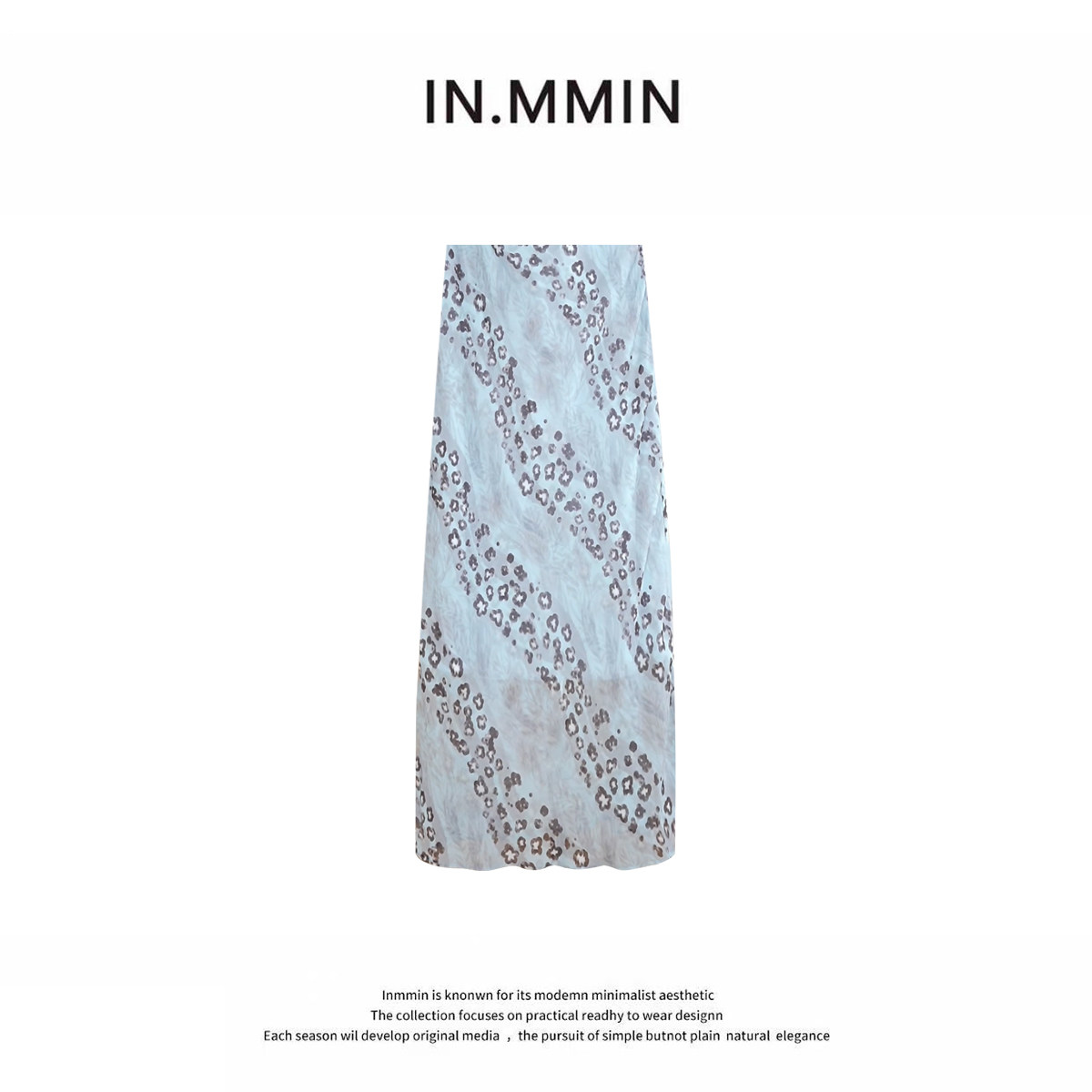 IN.MMIN  豹纹斜裁半身裙A字半裙-bq5197