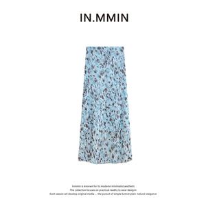 IN.MMIN高腰显瘦碎花A字半裙