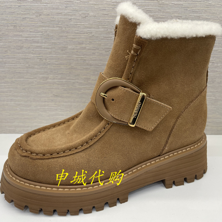 碟愫加绒雪地靴女厚底保暖短靴子