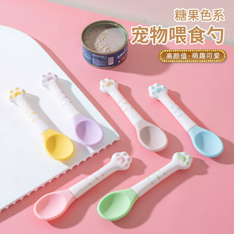 猫咪罐头勺食品级硅胶勺陶瓷把手图片