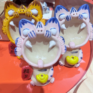 云南瓦猫香插摆件手工陶瓷香插香座创意线香香插摆件创意家用香插