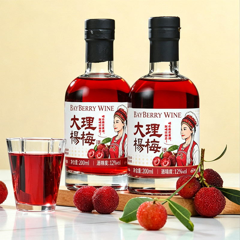 饮相恋大理杨梅酒200ml*6瓶/2瓶云南杨梅酒玻璃瓶装高粱酒配制酒