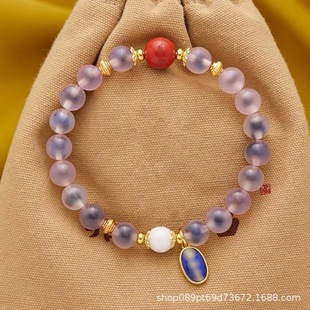 北京雍和半糖心玛瑙手串女朱砂香灰琉璃串珠饰品寺庙同款景区