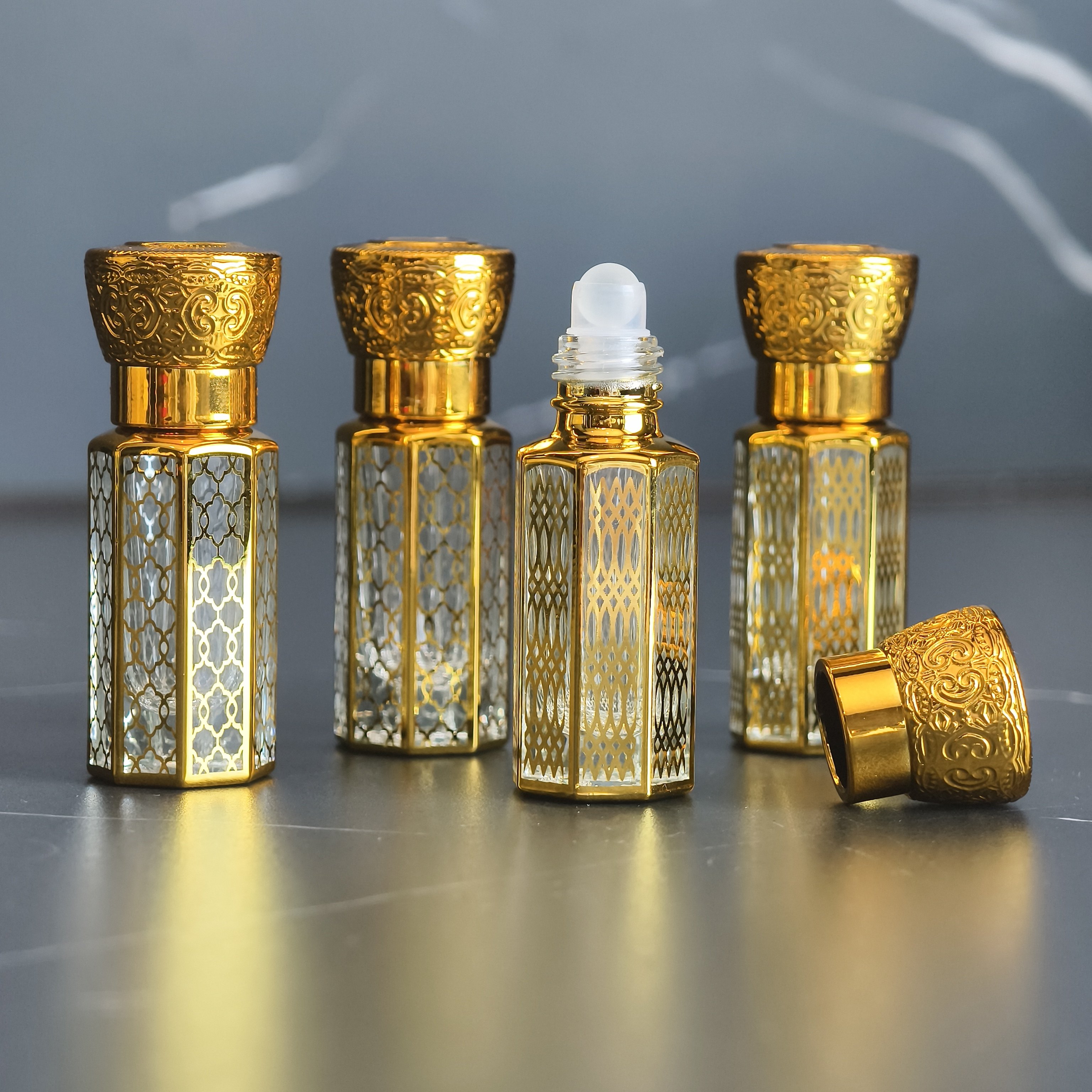 中东精油瓶高档电镀走珠瓶香水滚珠分装瓶避光旅行分装瓶香精空瓶