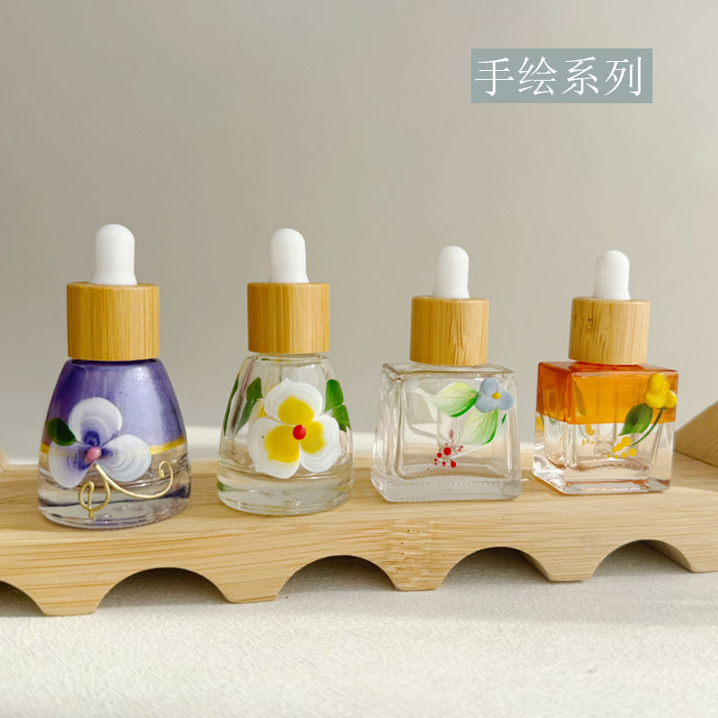 高档手绘玻璃滴管分装瓶精油精华液化妆品吸管瓶调配瓶小样空瓶子