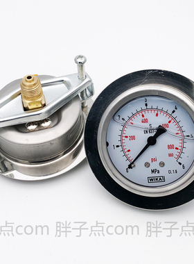 EN837-1充油压力表063轴向带边压力表0-6MPa气压表860psi螺纹G1/4