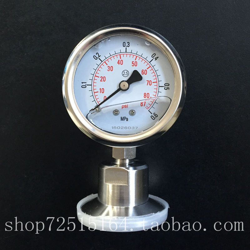 卫生型隔膜压力表0-0.6MPA油漆气