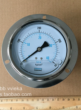 SKON耐震压力表0-40MPA液压表400KG表面直径100MM螺纹3/8