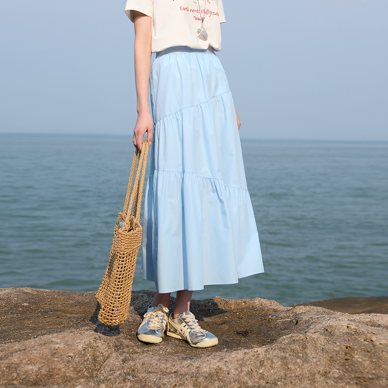 若潮大码女装2025夏季新款松紧腰半身裙A字蛋糕长裙甜美胖MM,女装/女士精品,半身裙,淘宝优惠券,粉丝福利购,淘宝优惠卷