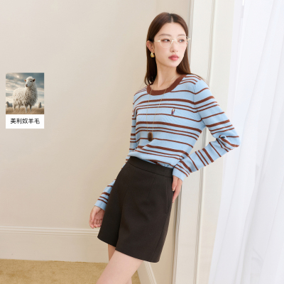 【羊毛+桑蚕丝】若潮大码女装2025冬季新款圆领针织毛衫胖MM