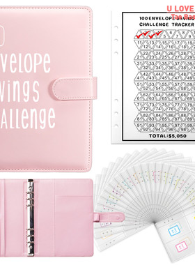 A5 100天 Envelope Challenge Binder Money Saving Planner Book