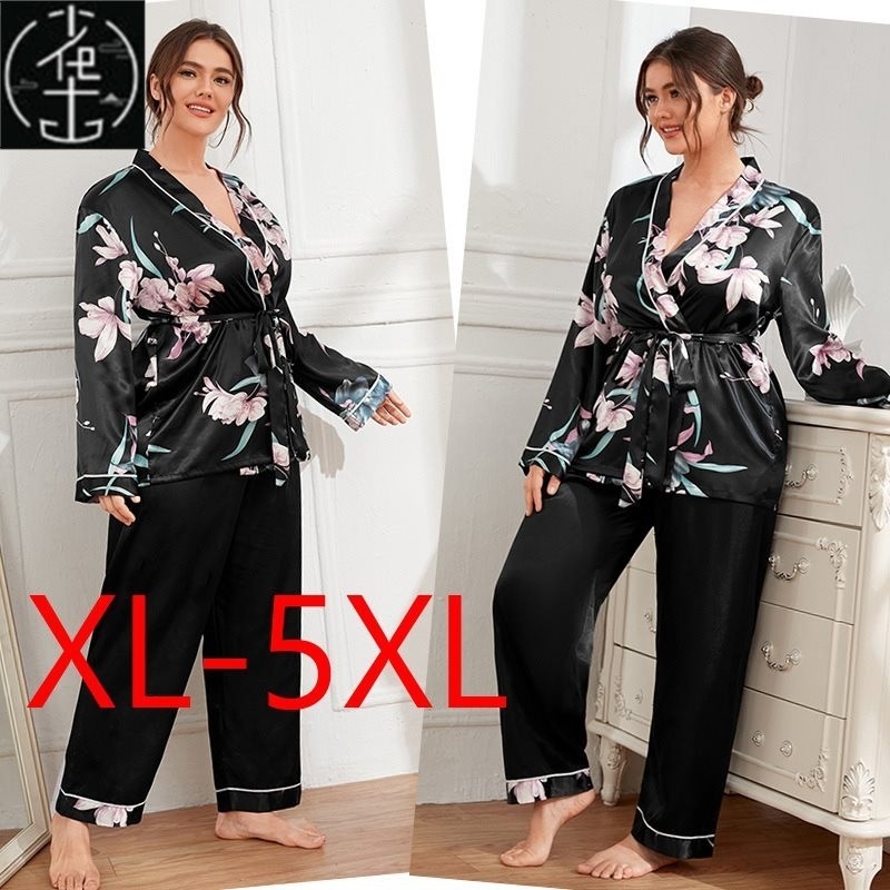 summer fat women plus size pajamas tops pants two-piece suit