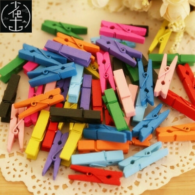 45pcs Wooden Craft Clips Clothespin Photo Paper Cards Pegs