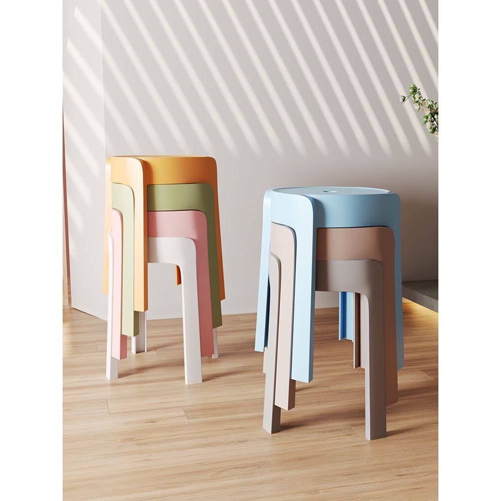 Plastic chairs can be stacked home simple modern Nordic