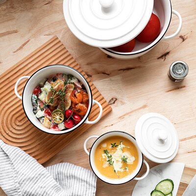 Binaural soup bowl with lid, large and small bowl ceramics