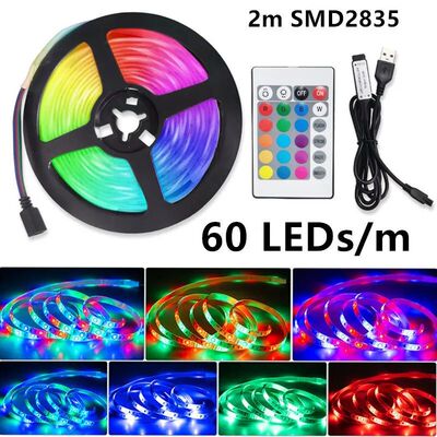 60LEDs/m USB LED Lights Strip Tape 2m 2835 24 Key IR Remote
