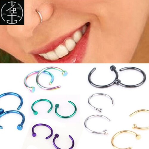 Nose Open Hoop Ring Studs Earring Body Piercing Jewelry