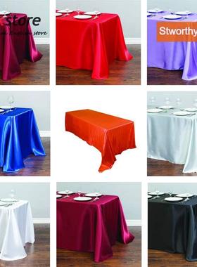 -table cloth white satin rectangle table cover白缎长方形桌布